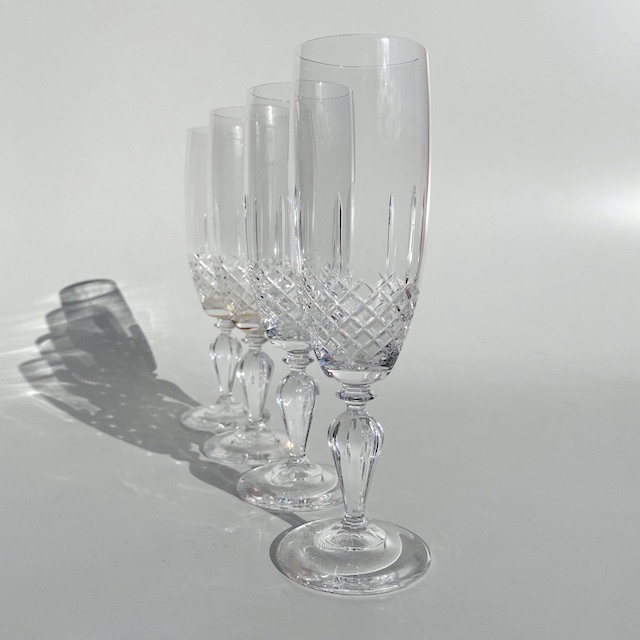 GLASSWARE, Champagne Flute - Crystal Diamond Pattern